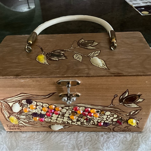 Enid Collins “Indian Corn” Wooden Box Purse Vintage - Picture 14 of 16